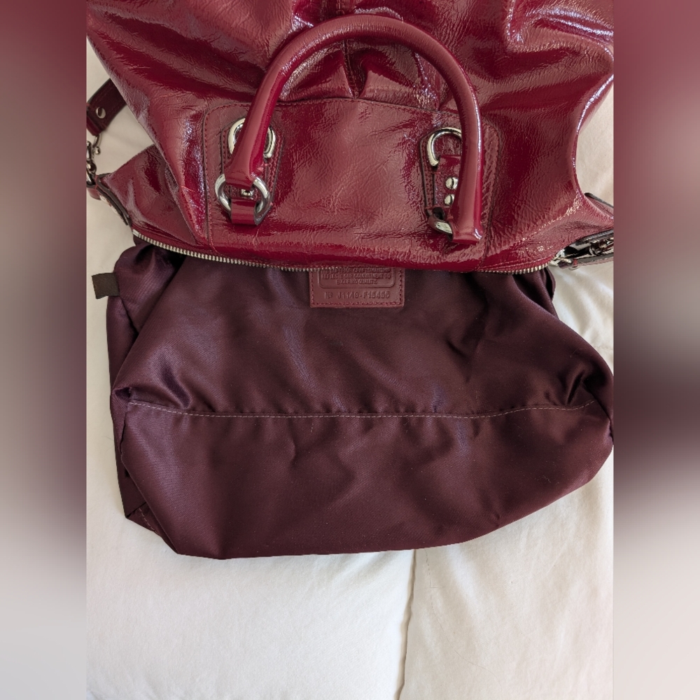 Coach Ashley Dark Red Patent Leather Satchel and Wallet with Dust Bag (F15455) - Picture 8 of 16